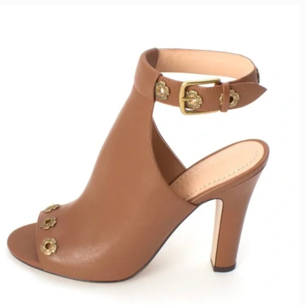 New COACH Eddison Tan Embellished Dress Sandals